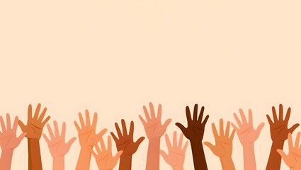 Fototapeta premium Diverse Hands Reaching Up Unity, Equality, and Inclusion