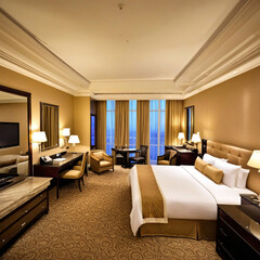Modern hotel room interior with contemporary furniture design
