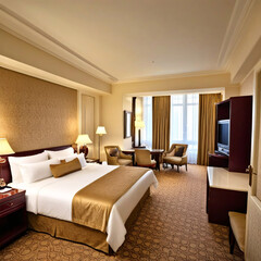 Modern hotel room interior with contemporary furniture design