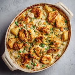 Creamy Chicken Casserole Recipe Top View of a Delicious Baked Dish