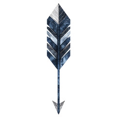 Abstract Arrow with Intricate Layers in Deep Indigo Isolated on Transparent Background