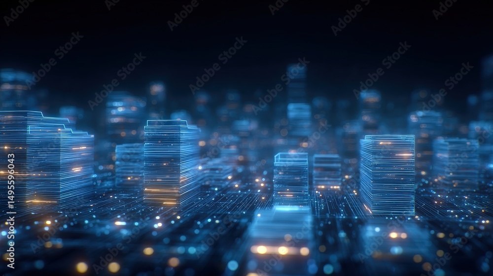 Poster abstract network grid with files and folders, futuristic software interface, digital document manage