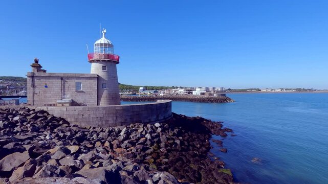 Howth Lighthouse Against Clear Blue Sky, Ireland. For editorial use.