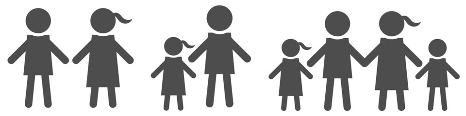 Family Icon set Silhouette Simple Vectors 