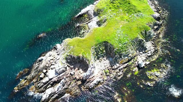 Drone aerial view during the day  on the Saint Thomas rocks Saint Toma island. Snake island.
