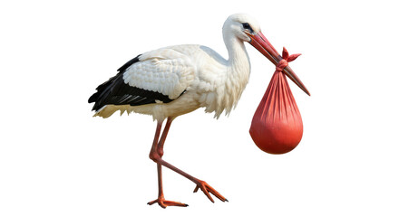 Isolated Stork Delivering Baby