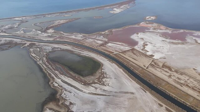 Footage of shallow lakes and deltas formed on the seashore, where rivers flow into the sea, called lagoons.