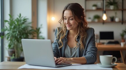 businesswoman working on laptop