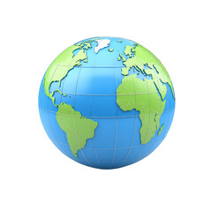 Fototapeta premium 3D globe illustration showing continents and oceans in vibrant colors, highlighting Earth geography. globe is tilted, providing clear view of Western Hemisphere and parts of Europe and Africa