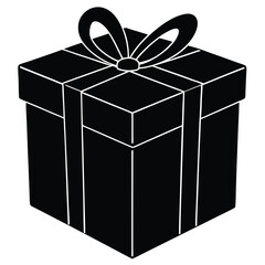 White gift box with red ribbon and bow for Christmas, birthday, or any holiday celebration