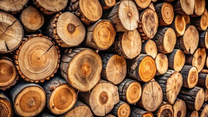 A Stack of Sawn Logs, Showing the Rings of Wooden Growth, Textured and Detailed