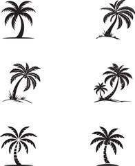palm tree icon, Set of tropical palm tree, coconut tree, silhouette vector