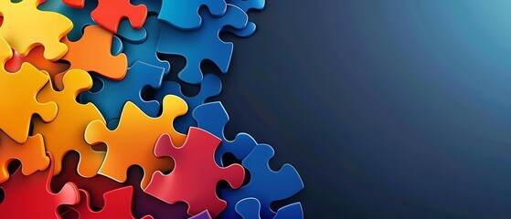 On April 2 World Autism Awareness Day, a banner card greeting card poster with plenty space against dark backdrop, Generative AI.