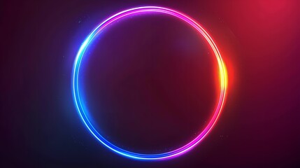 Featuring a sparkling colorful background and a circle for advertisements, this graphic artwork features magenta neon, Generative AI.
