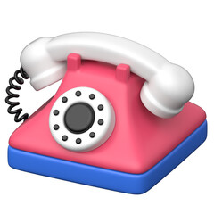 Rotary phone  02  3D icon on transparent