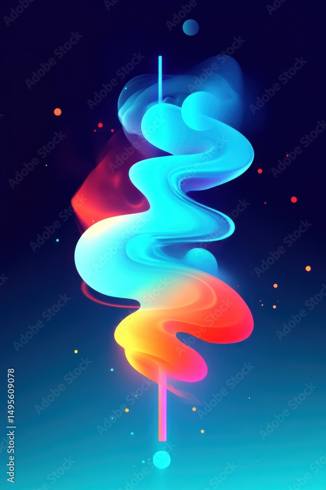 Poster abstract gradient waveform on deep blue backdrop