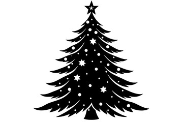 Obraz premium Silhouette of a beautiful Christmas tree vector art