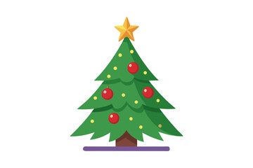 Fototapeta premium Clean line art of a decorated Christmas tree