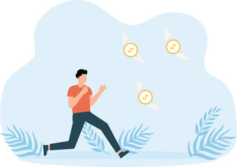 Losing money from business failure and investment mistake, tax or debt problem, bankruptcy or economic crisis or recession concept
