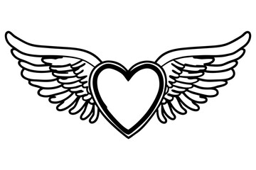 Obraz premium Elegant heart and wings design in continuous line art
