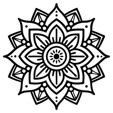 Classic Indian mandala pattern line illustration