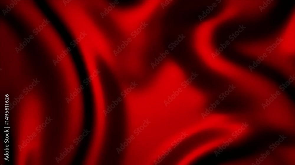 Poster Abstract Red Silk Fabric Flowing Gently with Dark Shadows in a Seamless Loop