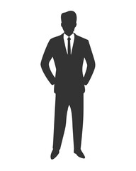 Man in Suit Silhouette, Professional Attire Pose, Elegant Figure Illustration, Formal Wear Art, On Transparent Background