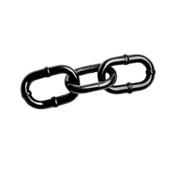 Obraz premium Shiny black metal chain link with sleek design, symbolizing strength and connection. chain consists of three interlocking oval links, each with smooth surface and reflective finish