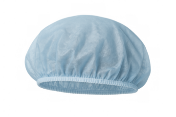 Light blue medical disposable cap isolated on transparent background