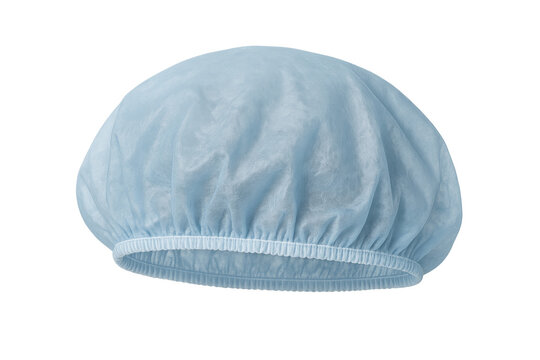 Light blue medical disposable cap isolated on transparent background