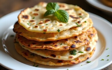 Stack of cooked flatbreads. High quality
