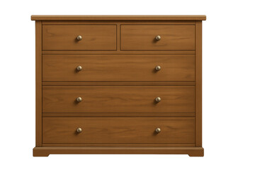 Wooden chest of drawers isolated on transparent background