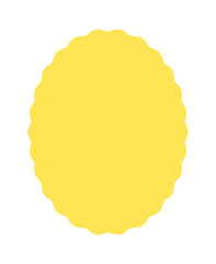 シンプルでかわいい黄色のウェーブ状の楕円形 - 縦長のフレームやエンブレムのデザインパーツ素材