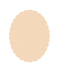 シンプルでかわいいベージュのストライプ模様の楕円形 - 縦長のフレームやエンブレムのデザインパーツ素材