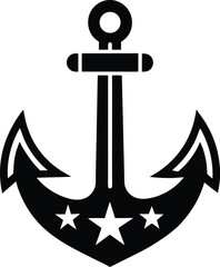 Bold Minimalist Navy Anchor Silhouette Simple Maritime Graphic Design