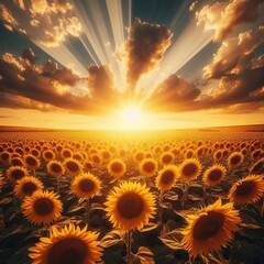 Sunflower in a vast field