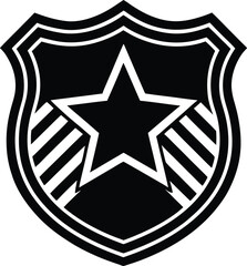 Classic Police Badge Silhouette Shield Shape with Star or Eagle Emblem