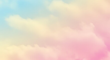 Fototapeta premium Soft Cloud-Like Background Blending Powder Blue, Buttercream Yellow, and Baby Pink for a Lighthearted and Dreamy Atmosphere with Pastel Tones