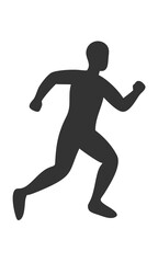 Fototapeta premium Running Man Silhouette Simple, Athletic Motion Pose, Jogging Figure Illustration, Dynamic Movement Art, On Transparent Background