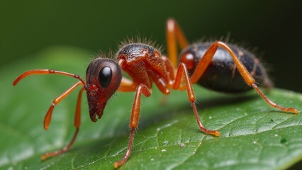 Fototapeta premium Green Leaf Ants Natural Scene