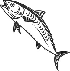 Mackerel Fish Silhouette Design Illustration. Bold Silhouette of a Mackerel Fish. Mackerel Fish Silhouette Artwork in Black