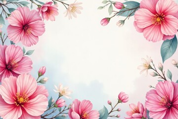 Delicate, watercolor-style floral motif Soft, overlapping blossoms , seamless, watercolor floral pattern