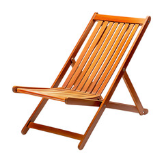 Contemporary Foldable Wooden Beach Chair with a Nat Isolated on Transparent Background