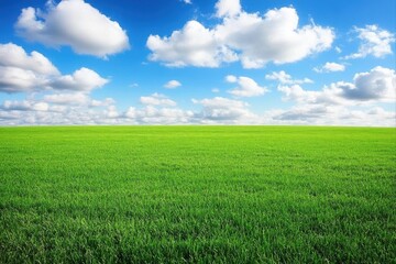 Obraz premium Lush green field under a cloudy sky for wallpaper and nature photography use cases.