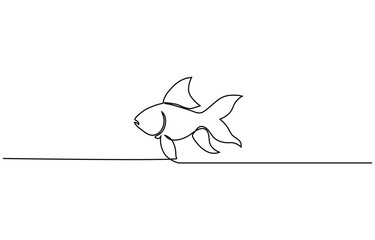 Salmon fish in One continuous line drawing. Fresh seafood in linear sketch style, Fish line background. One continuous line drawing of fish. Vector illustration. Fish symbol.