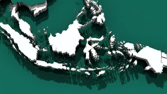 3D Render of Indonesia and Surrounding Archipelago