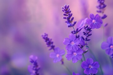 Fototapeta premium Blooming lavender flowers in a field, botanical and aromatherapy uses.