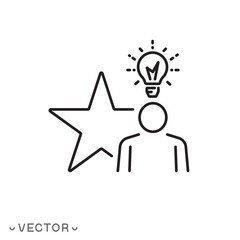 human talent and knowledge icon, best employee or creative concept, thin line symbol isolated on white background, editable stroke  eps 10 vector illustration