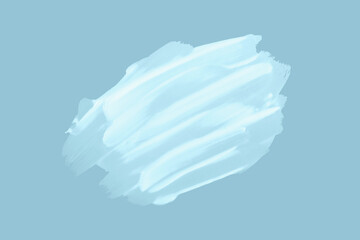 Minimalist white cosmetic smear on pastel blue background. Ideal for skincare ads, moisturizing cream concepts, product presentations or beauty branding with clean and refreshing tone