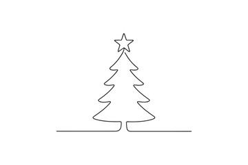 Christmas Tree continuous one line drawing minimalism design